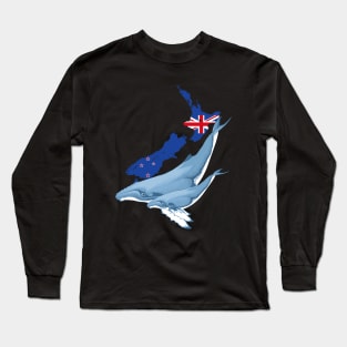 Humpback Whales New Zealand Flag Long Sleeve T-Shirt